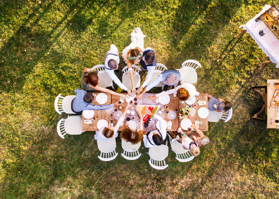 Wedding Reception outside in the Backyard